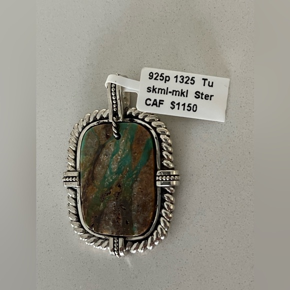 One of a kind 15.00 carats Hachita Turquoise 925 pendant - Picture 7 of 12